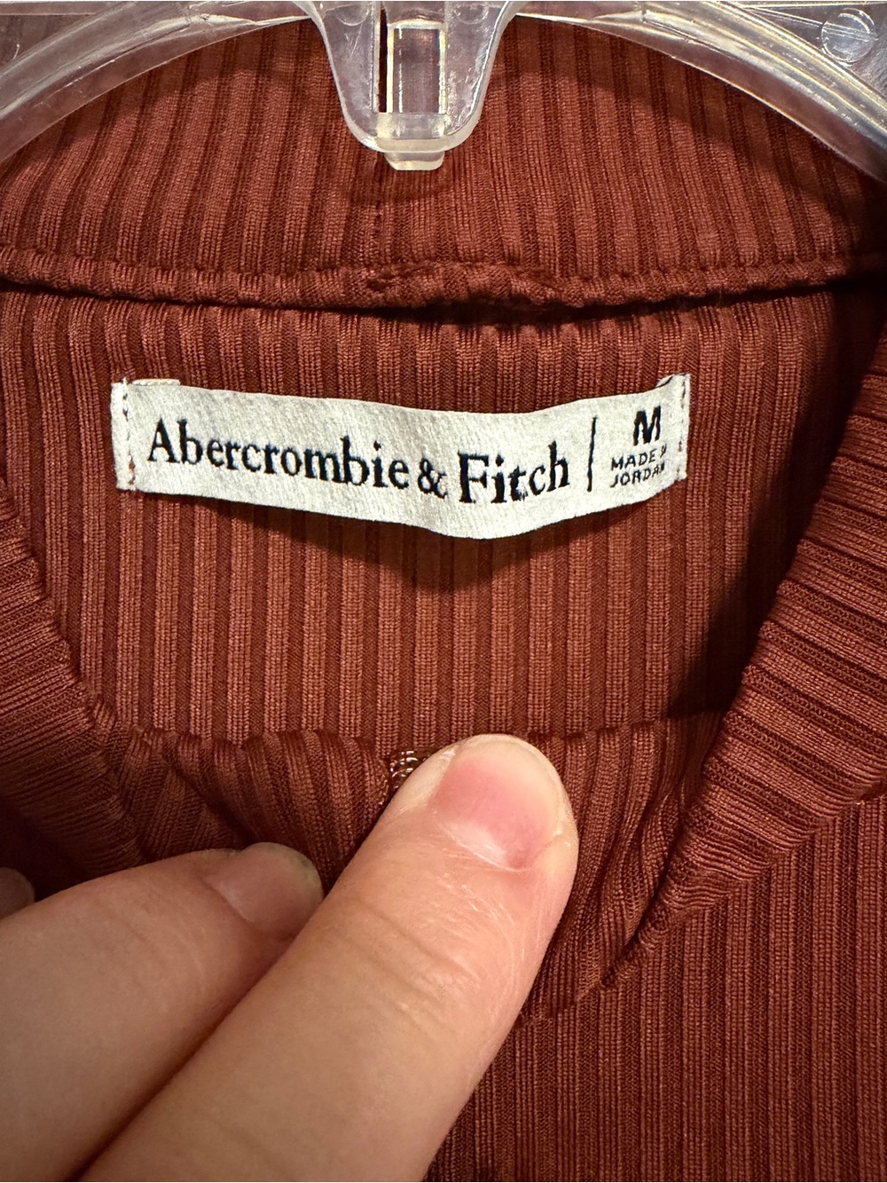 Abercrombie & Fitch Ribbed Zip Mock Neck Long Sleeve Bodysuit Brown M - Picture 3 of 11